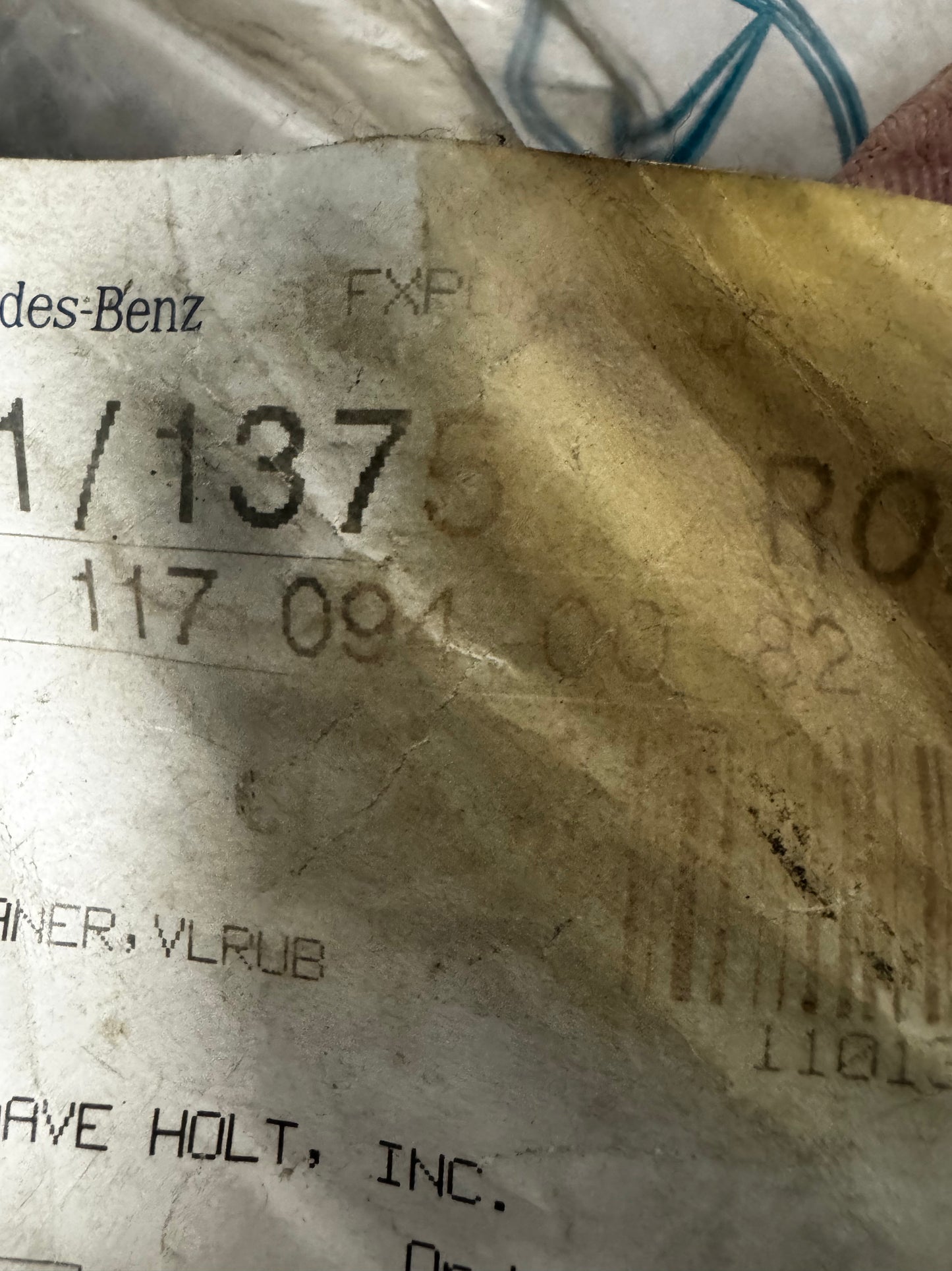 NOS - Mercedes-Benz 1170940082 Engine Air / Breather Hose - OEM MB 450SL, 450SEL, 450SLC