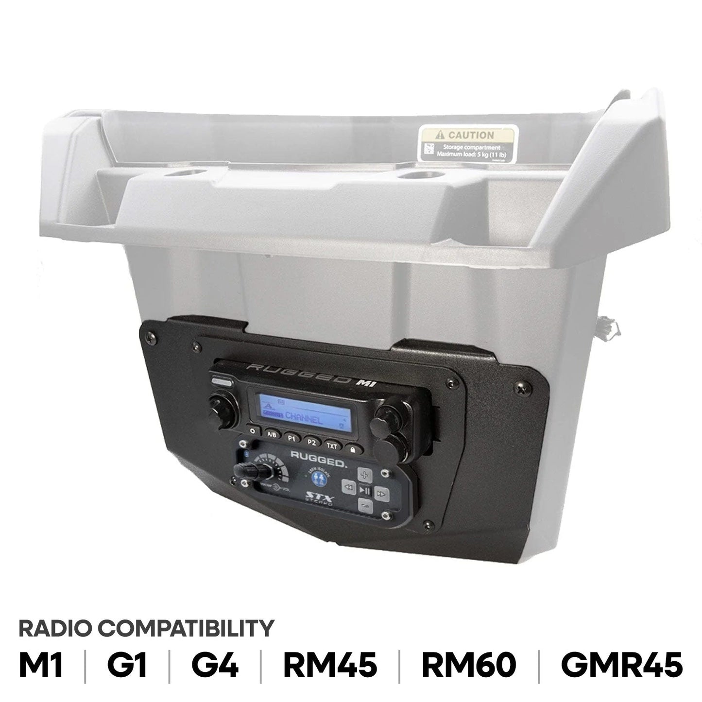 Can-Am Commander and Maverick - Glove Box Multi-Mount Kit for Rugged UTV Radios and Intercoms - Rugged M1/G1/G4/RM45/RM60/GMR45 with Switch Holes