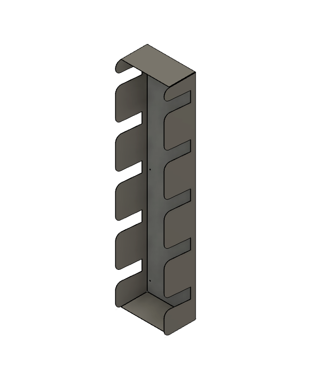 "Durable OneWheel holder made from 1/8" aluminum, designed to store and display OneWheels securely. Can hold 1 to 5 boards, with options for tabletop or wall mounting. Provides a sleek and versatile storage solution to keep your OneWheel collection organized and safe."