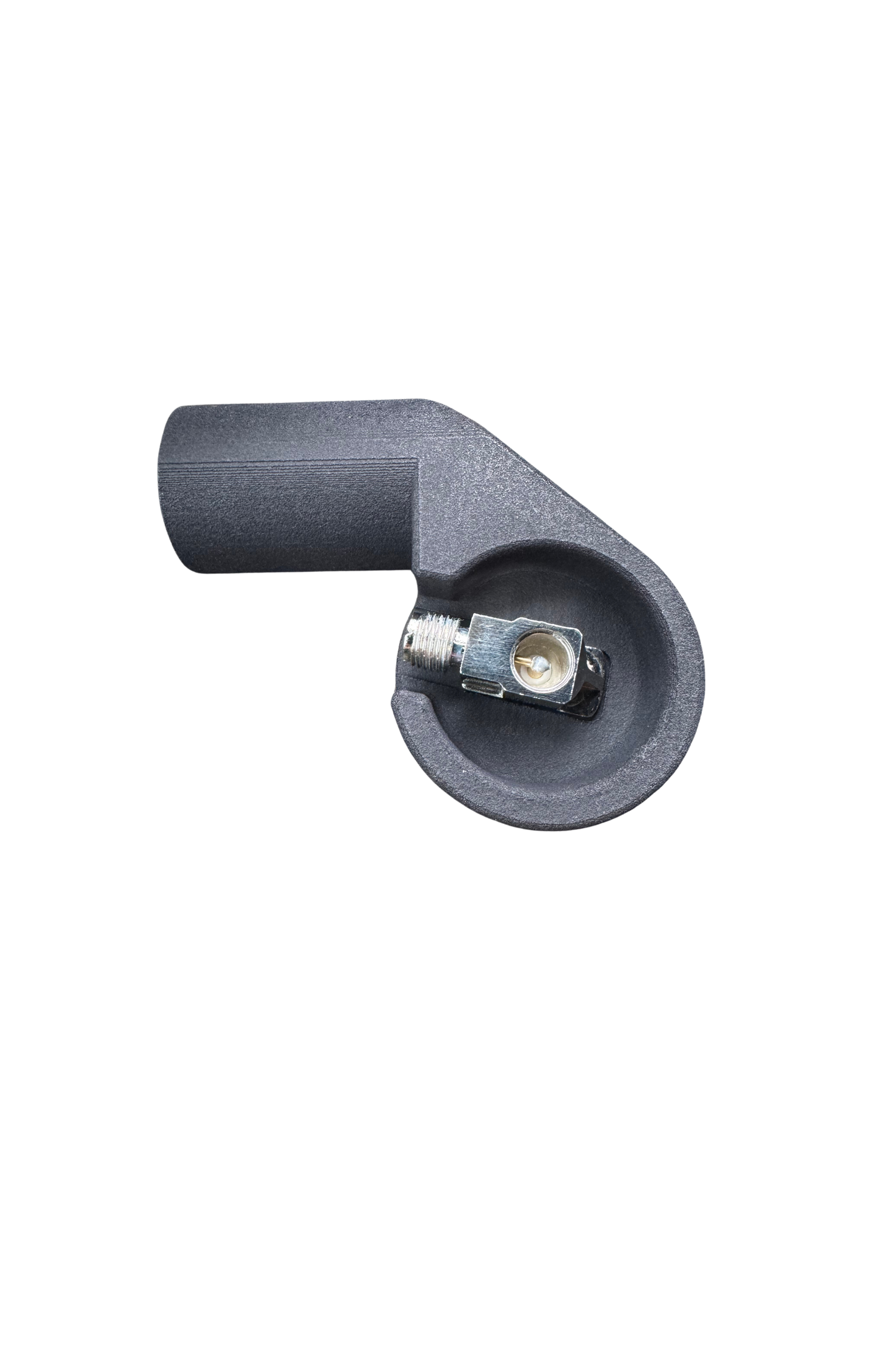 Custom antenna mount for Polaris Xpedition UTV, designed for Rugged Radios GMRS and Business Band antennas. Features a secure, easy installation on the factory cage, with a clean design that hides the antenna coax cable. Made from durable, high-strength nylon using SLS 3D printing technology