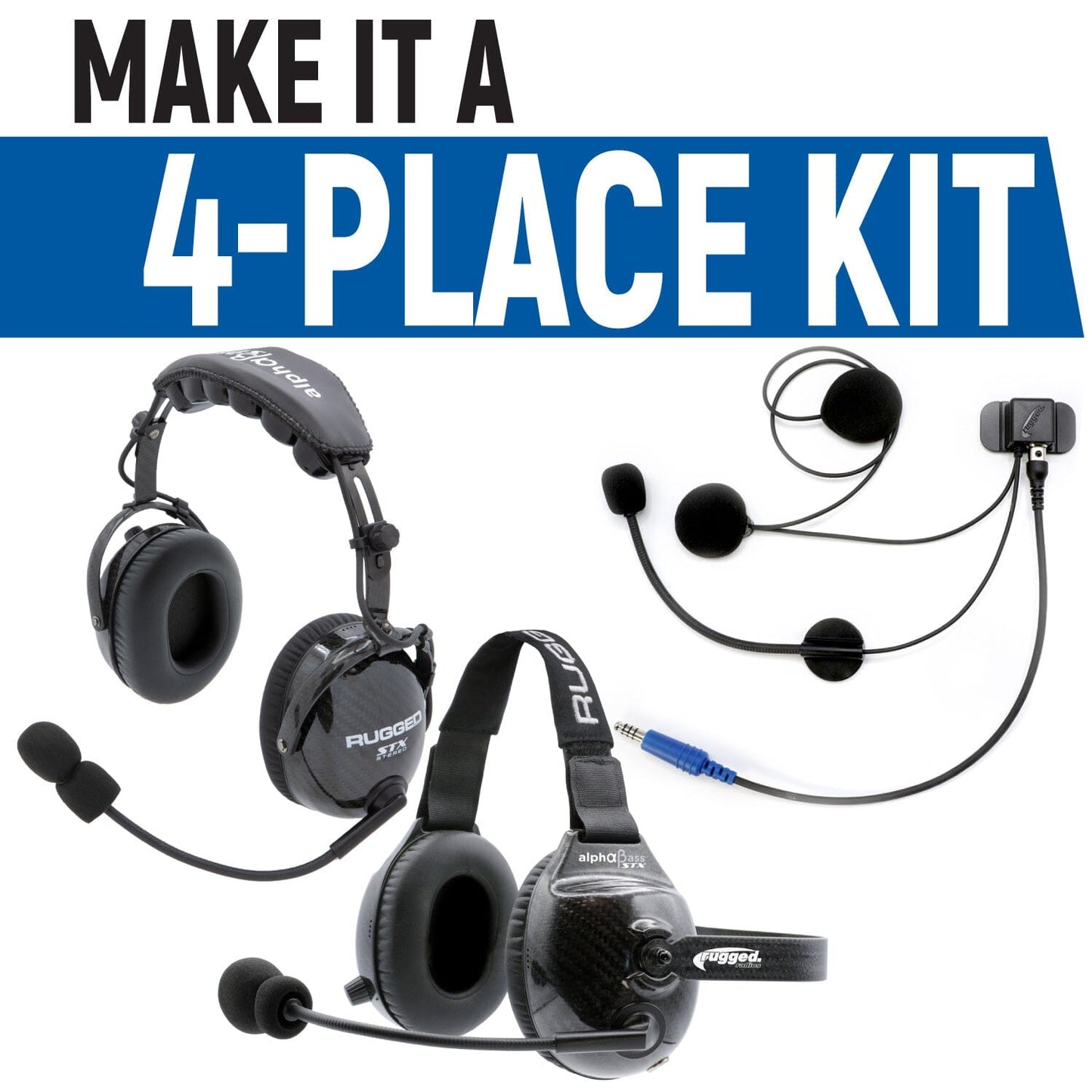 Rear Seat Expansion Kit with Helmet Kits or Headsets - STX Stereo / AlphaBass Headset - Behind the Head