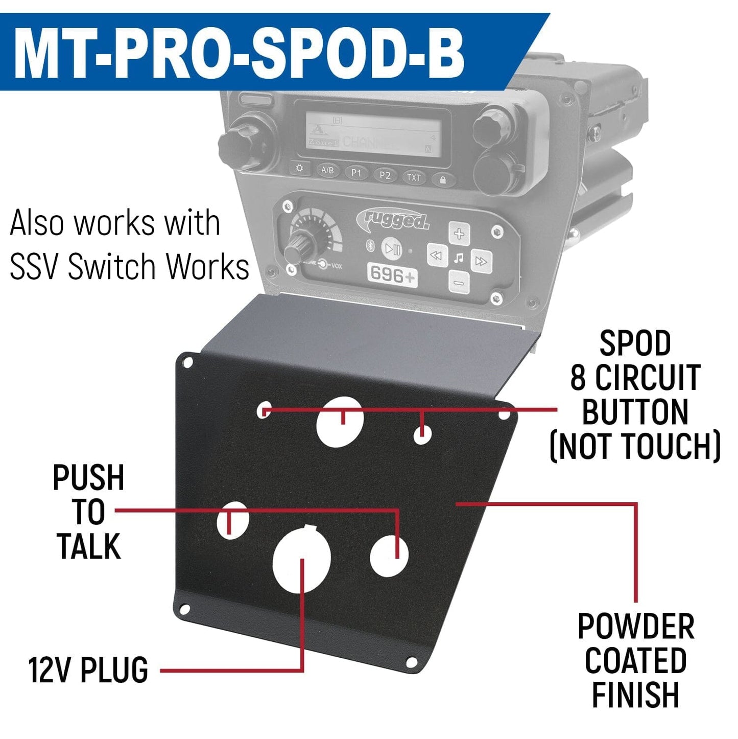 Lower Accessory Panel for Polaris RZR PRO XP RZR Turbo R and RZR PRO R Dash Mount Radio and Intercom