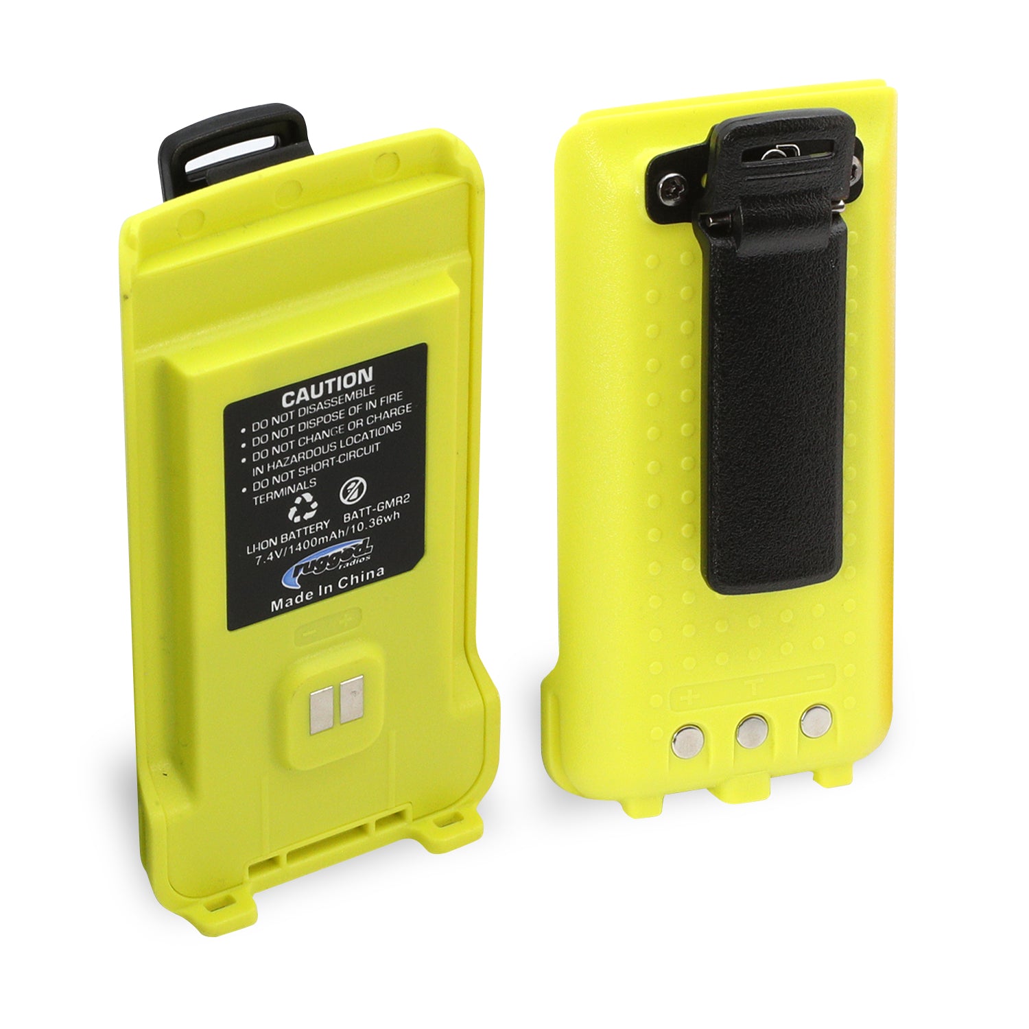 GMR2 Replacement Battery with 12v Charge Port and Belt Clip - Safety Yellow