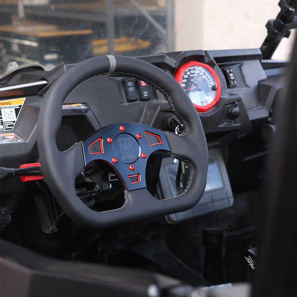 UTVMA DriftX Leather Steering Wheel With Hub (Polaris and Can Am Models)