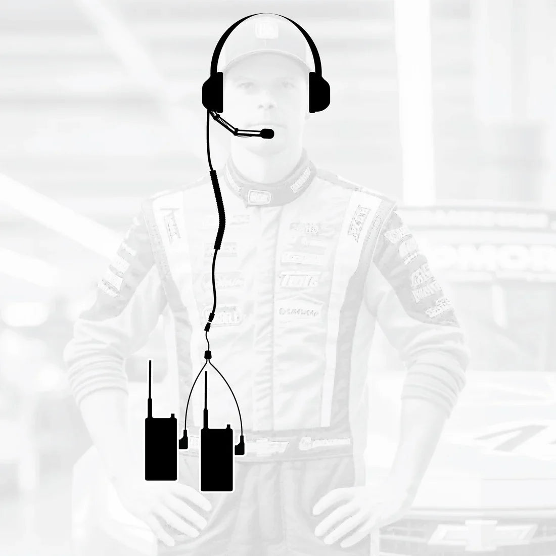 Crew Chief - H42 Spotter Headset and Rugged Handheld Radio Package - Single Radio with Nitro Bee X / R1 Business Band Handheld - Digital and Analog / Safety Yellow