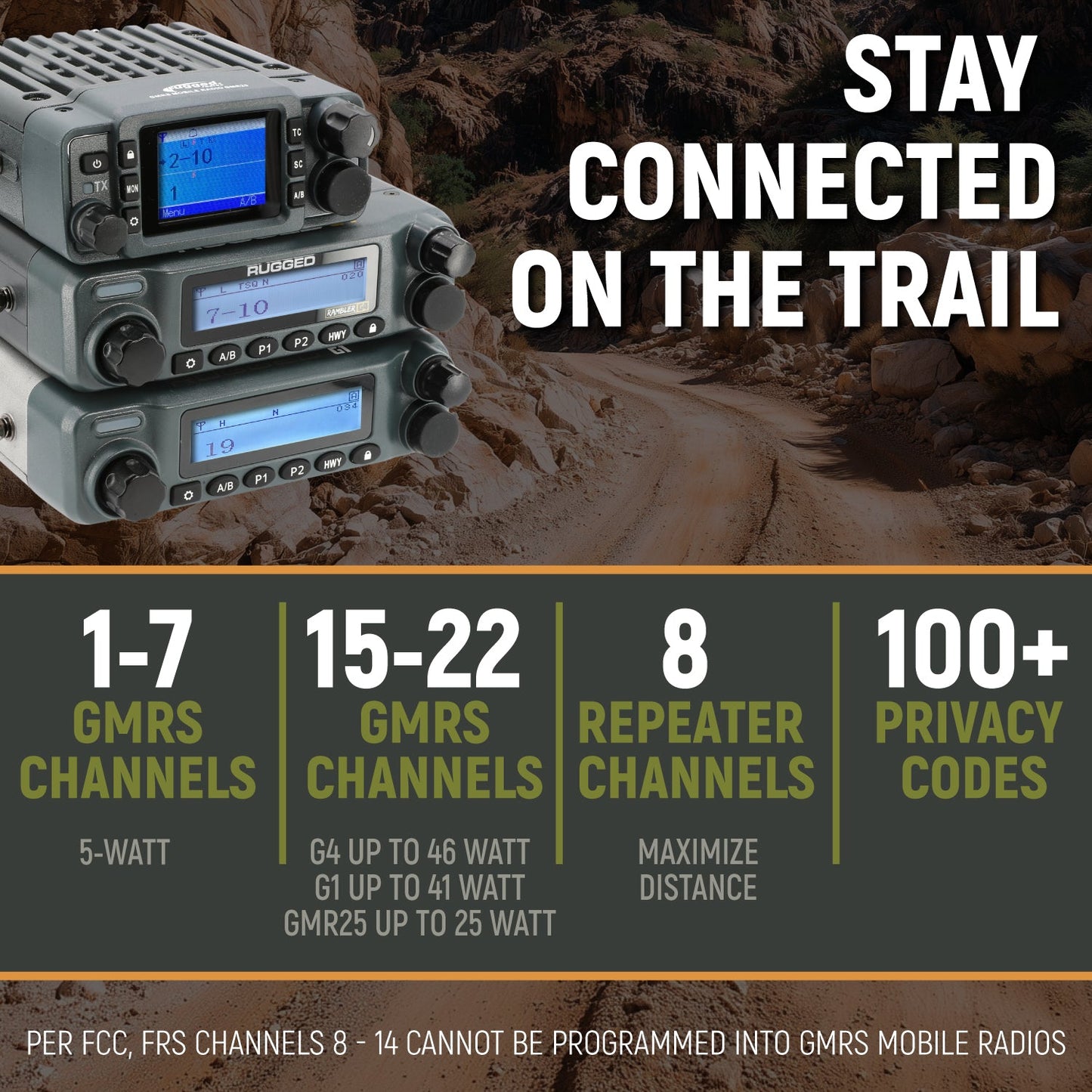 GMRS Mobile Radio Kit for Jeep Wrangler TJ LJ and JK - JK 2-Door (07-10) and JKU 4-Door (07-19) / GMR25 Waterproof