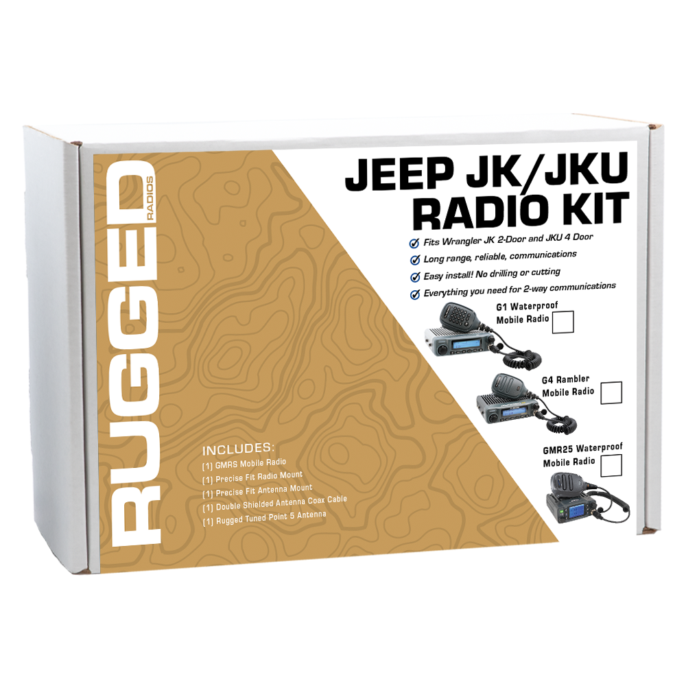 GMRS Mobile Radio Kit for Jeep Wrangler JK and JKU - JK 2-Door (07-10) and JKU 4-Door (07-19) / G1 Waterproof