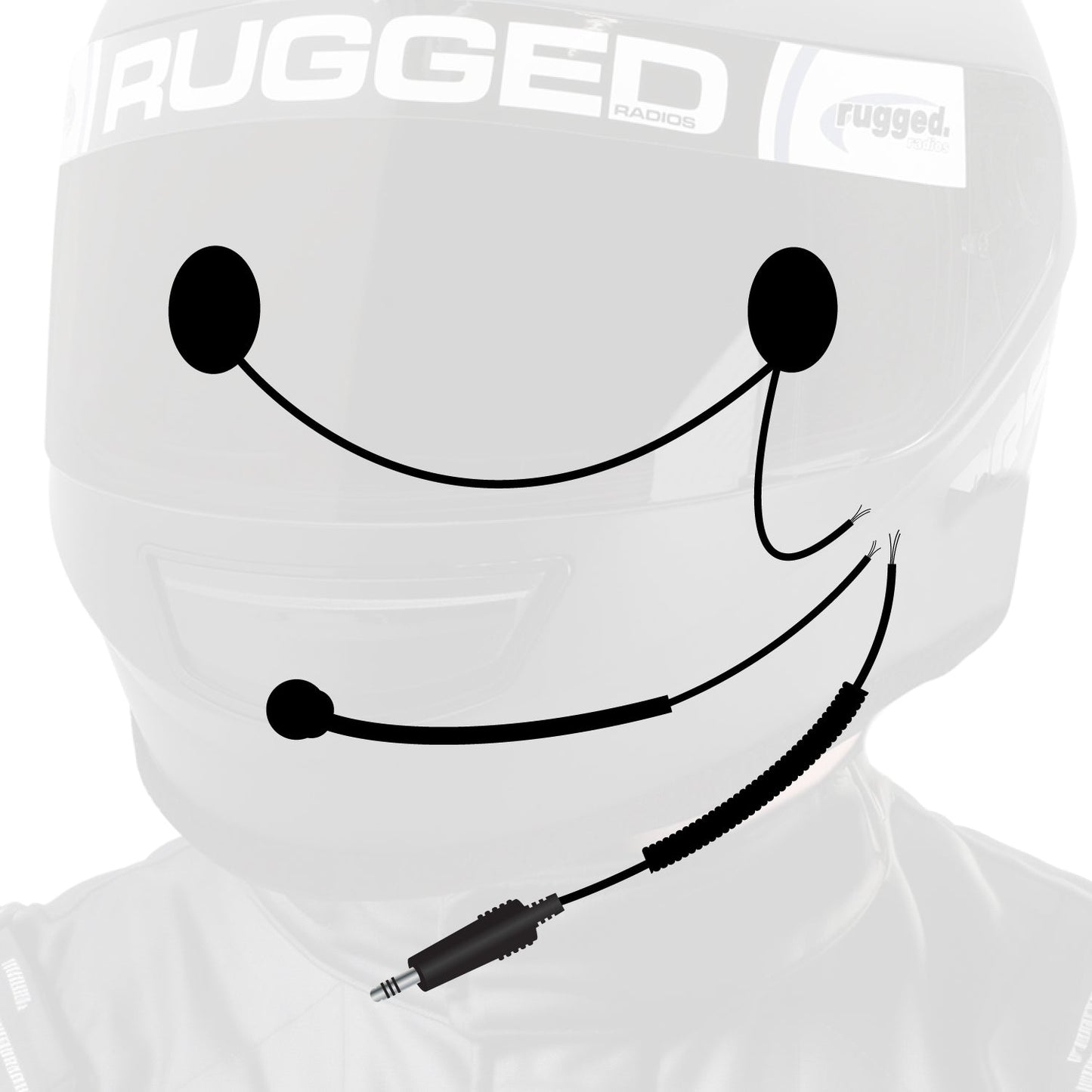 Peltor 4-Conductor Helmet Kits - Mic / 1/8 Ear Bud Jack / Straight