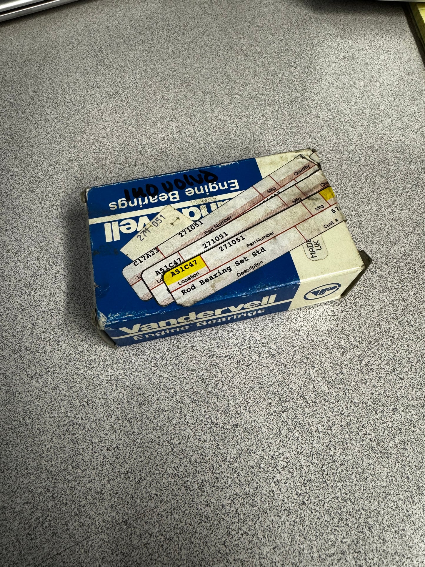 NOS - Vandervell Volvo #271051 Big End Rod Bearing Set Std. B18, B-20