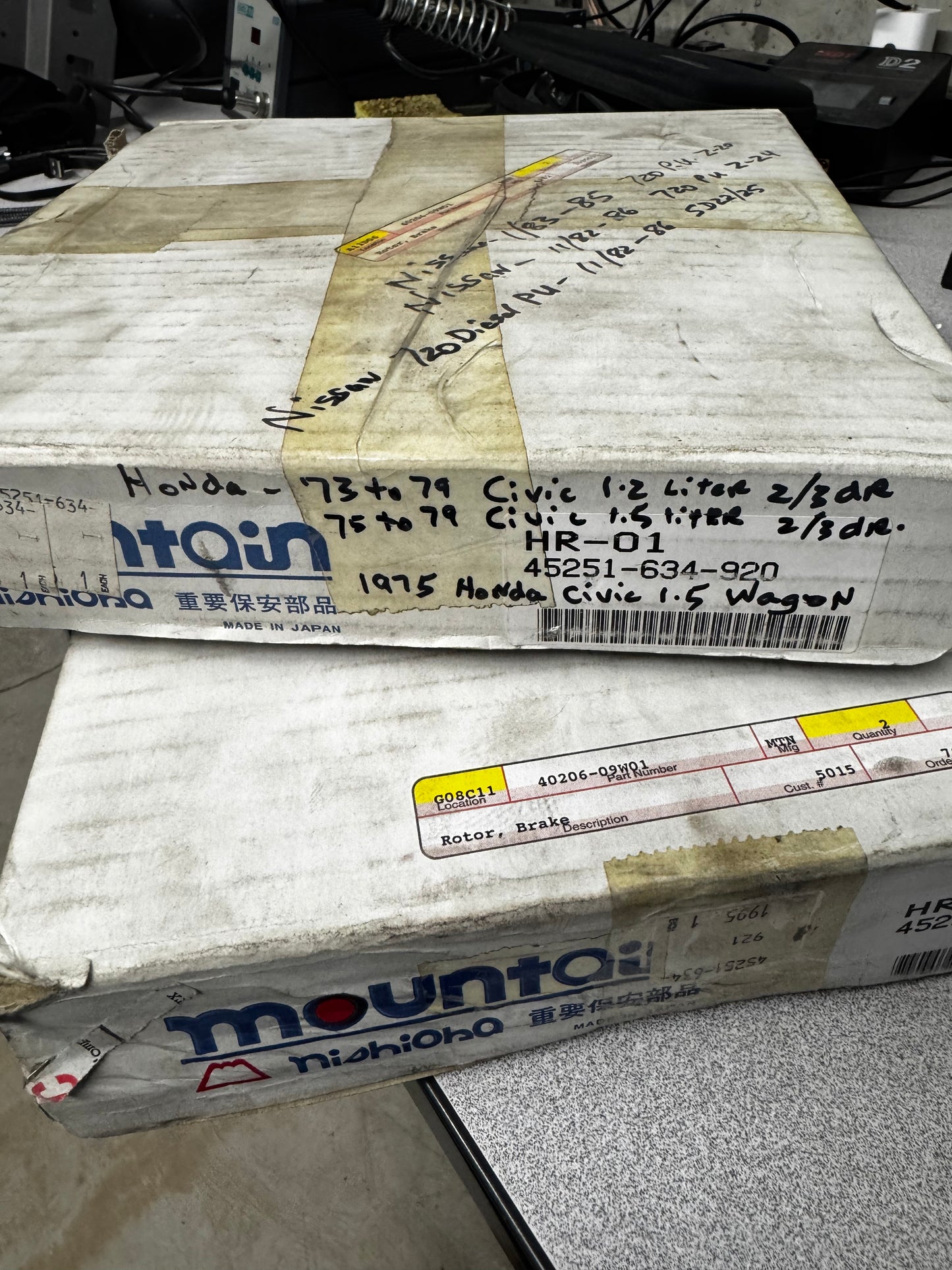 NOS - Front Brake Rotors Nissan 40206-09W01 - OEM Qty. 2 - Nissan 720/ Honda Civic '73-'79