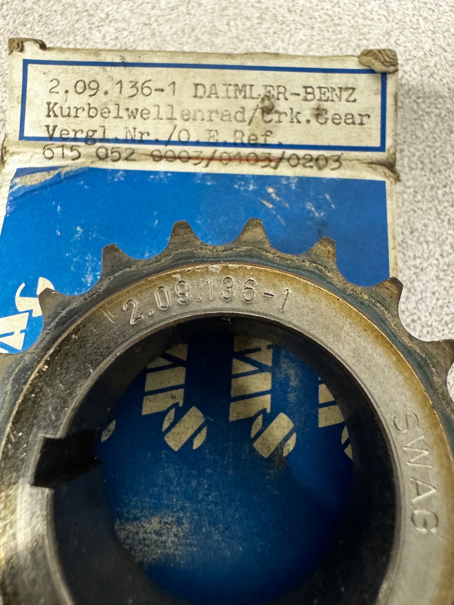 NOS - Mercedes-Benz A 6150520103 / 2.09.136-1 Crankshaft Timing Gear / Sprocket