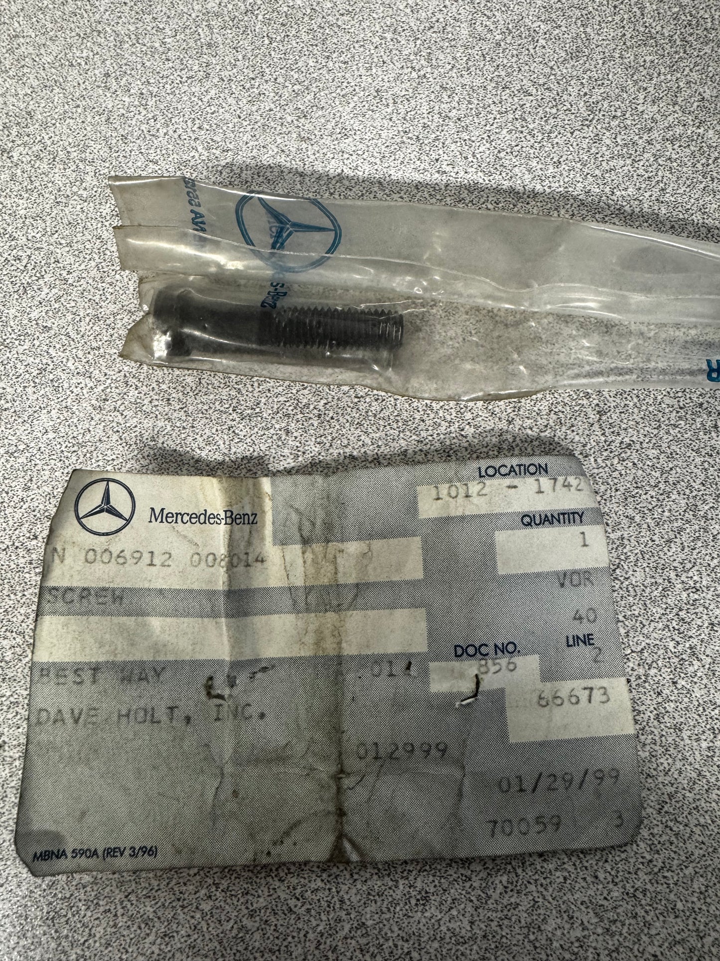NOS - Mercedes-Benz N 006912 00814 / N006912008014 OEM Screw / Bolt 8x40mm Allen