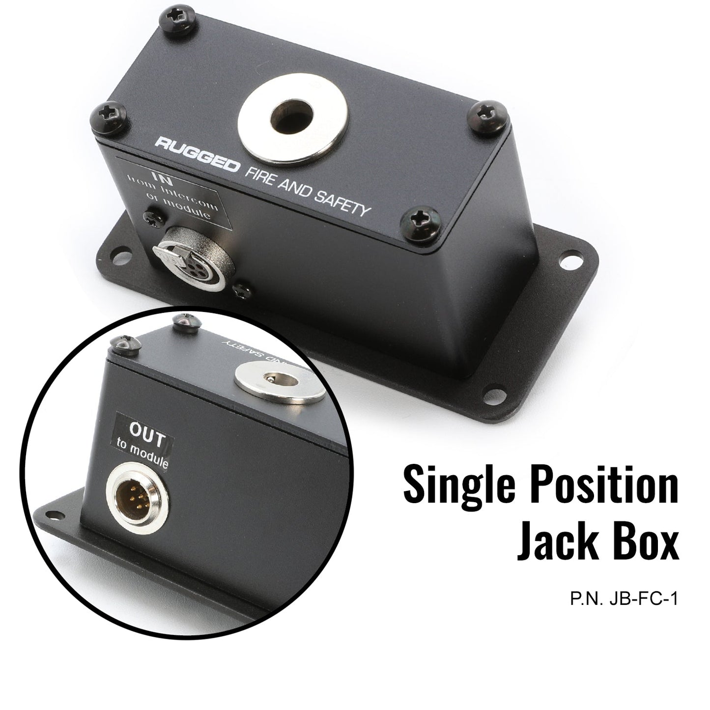 Jack Box Headset Stations for RRP800 Fire & Safety Intercoms - Single Position Jack Box with Dual PTT