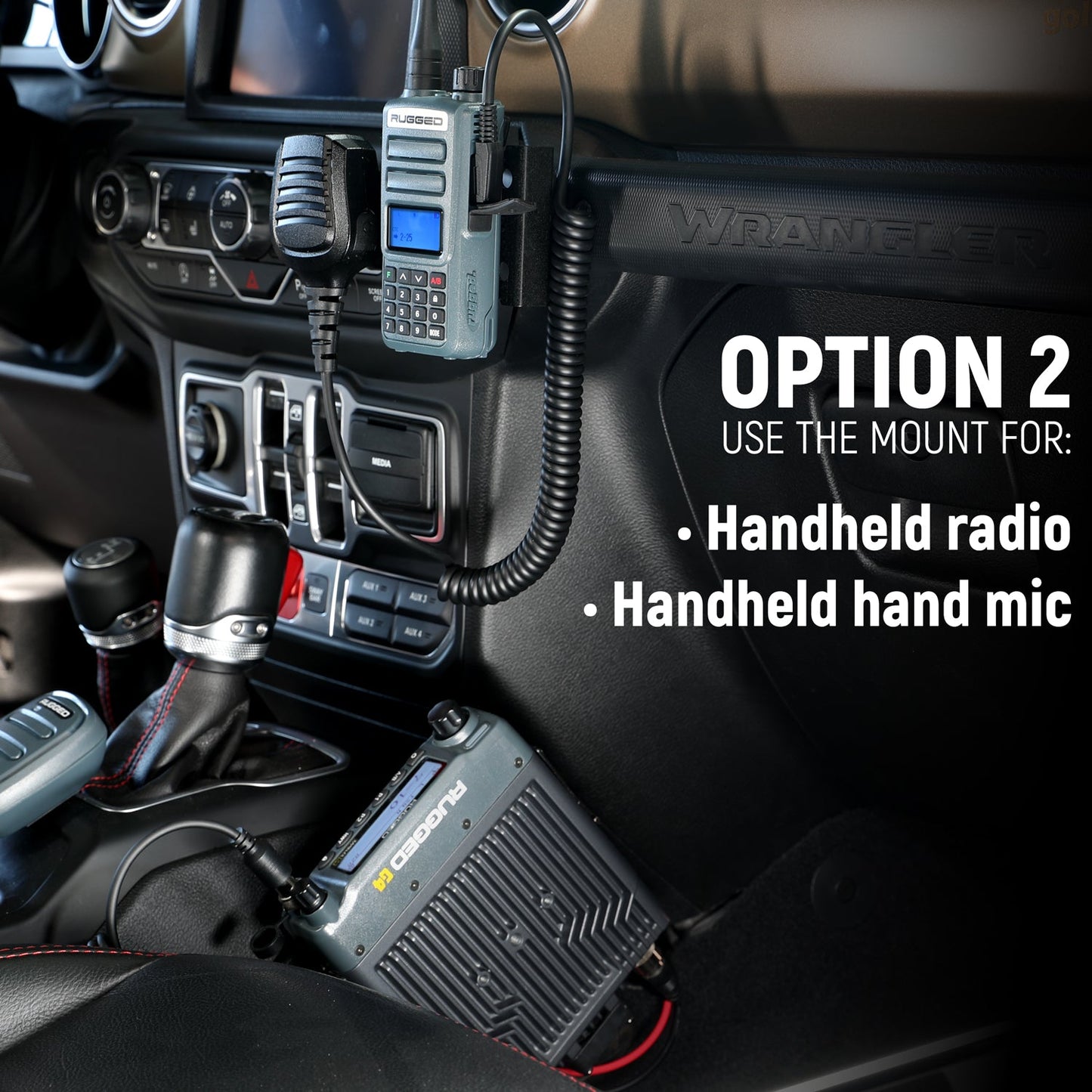 Handheld Radio Grab Bar Mount for Jeep Wrangler JK JKU JL and Gladiator JT - JK - Radio-Only Mount