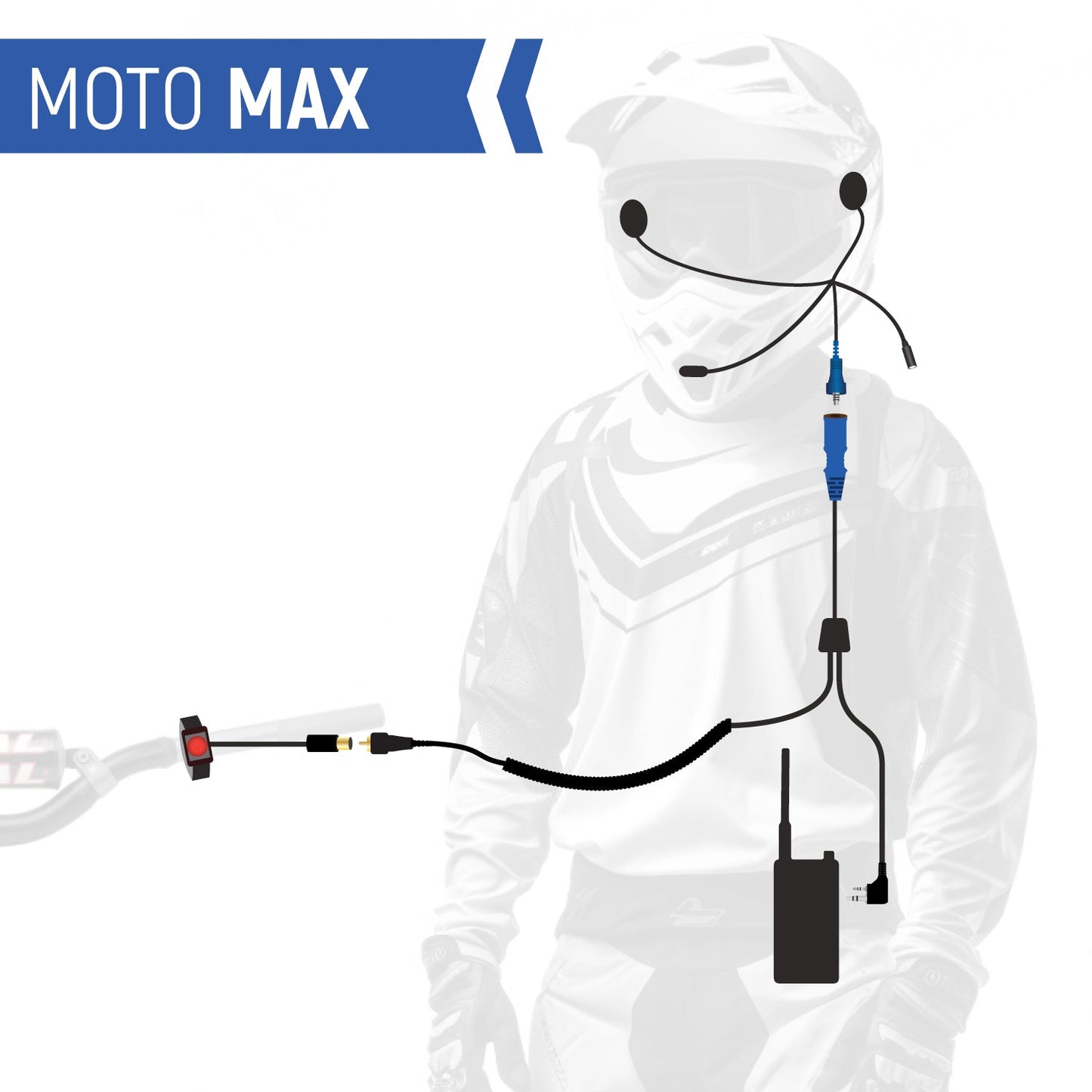 MOTO MAX Complete Motorcycle Communication Kit with Heavy-Duty OFFROAD Cables - Without Radio / No Color Option