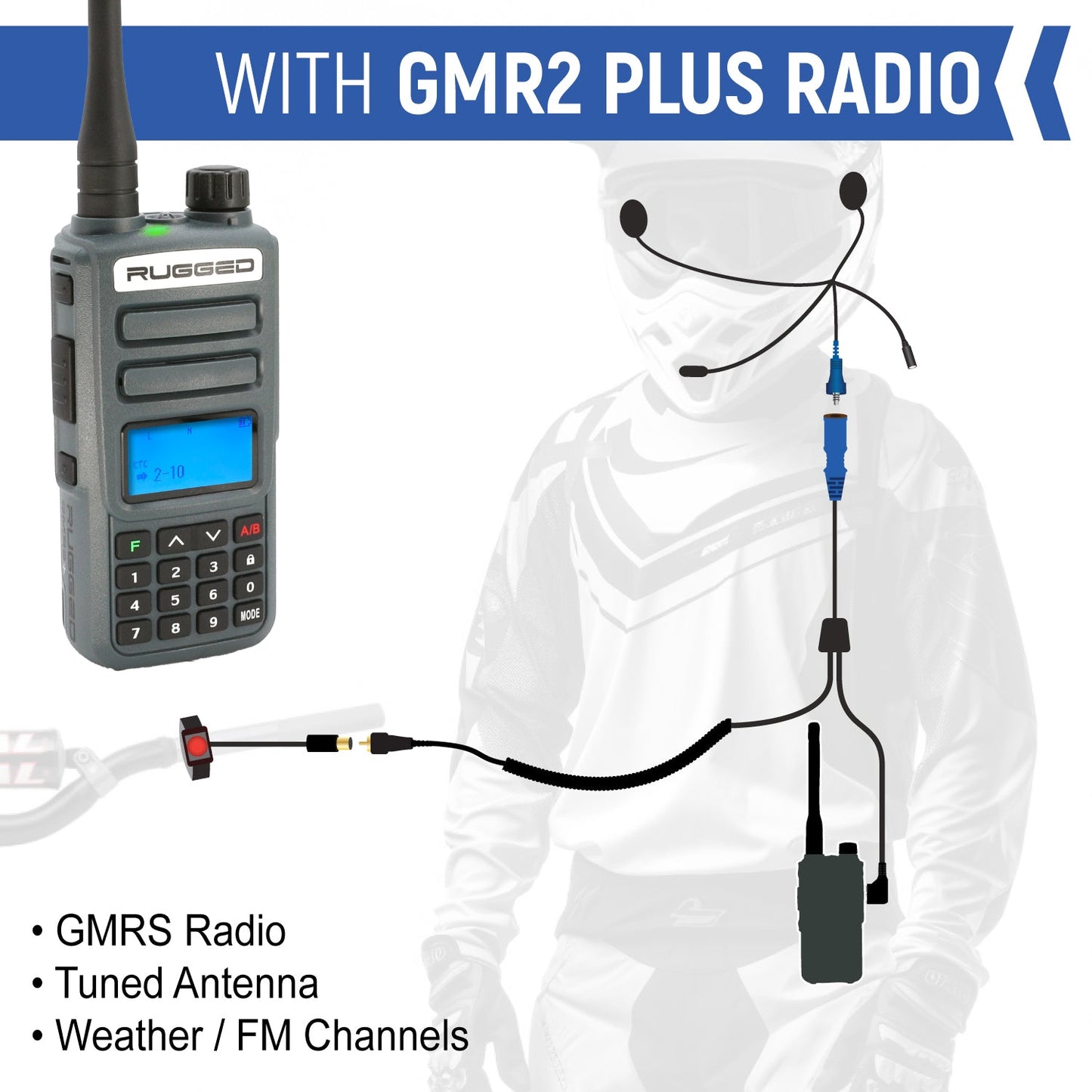 MOTO MAX Complete Motorcycle Communication Kit with Heavy-Duty OFFROAD Cables - Without Radio / No Color Option