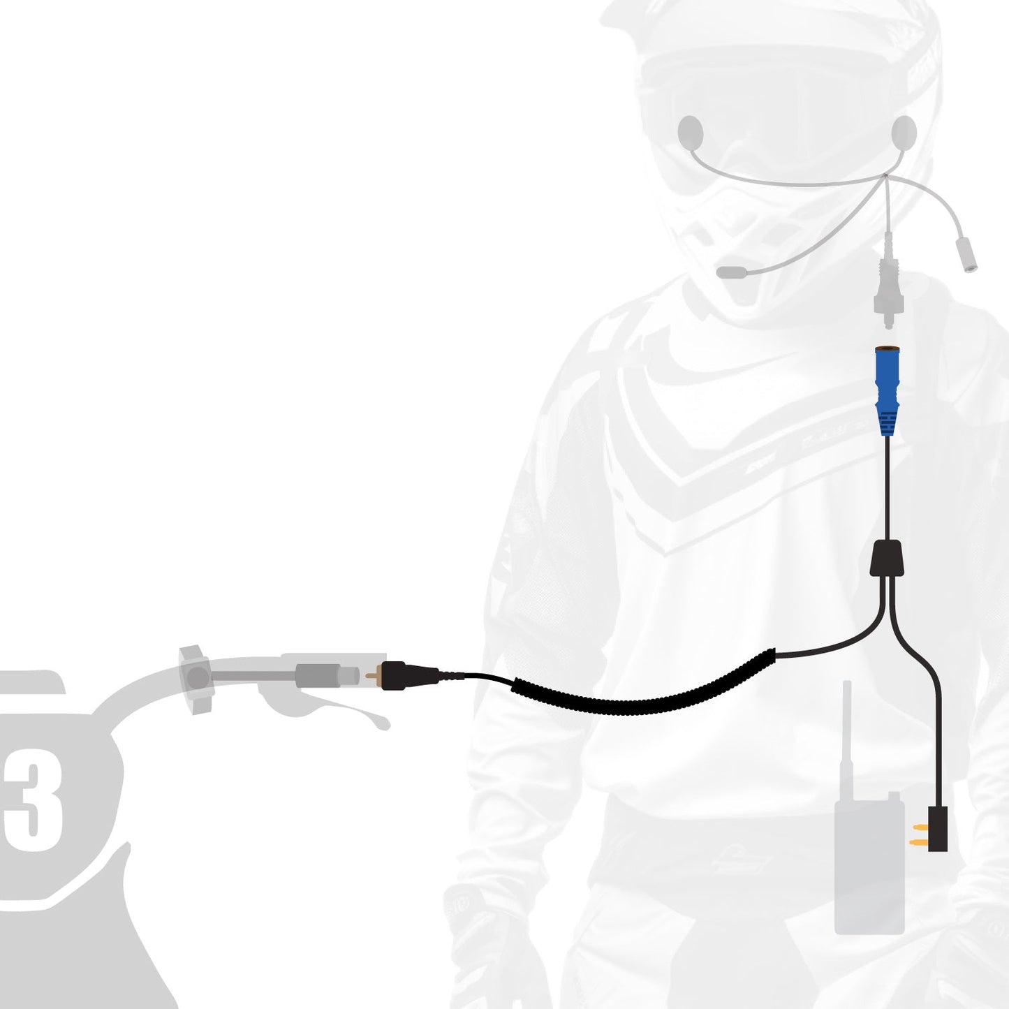 RUGGED Wired MOTO MAX Motorcycle Harness with Pre-Wired 2-Pin Rugged Handheld Radio Connector