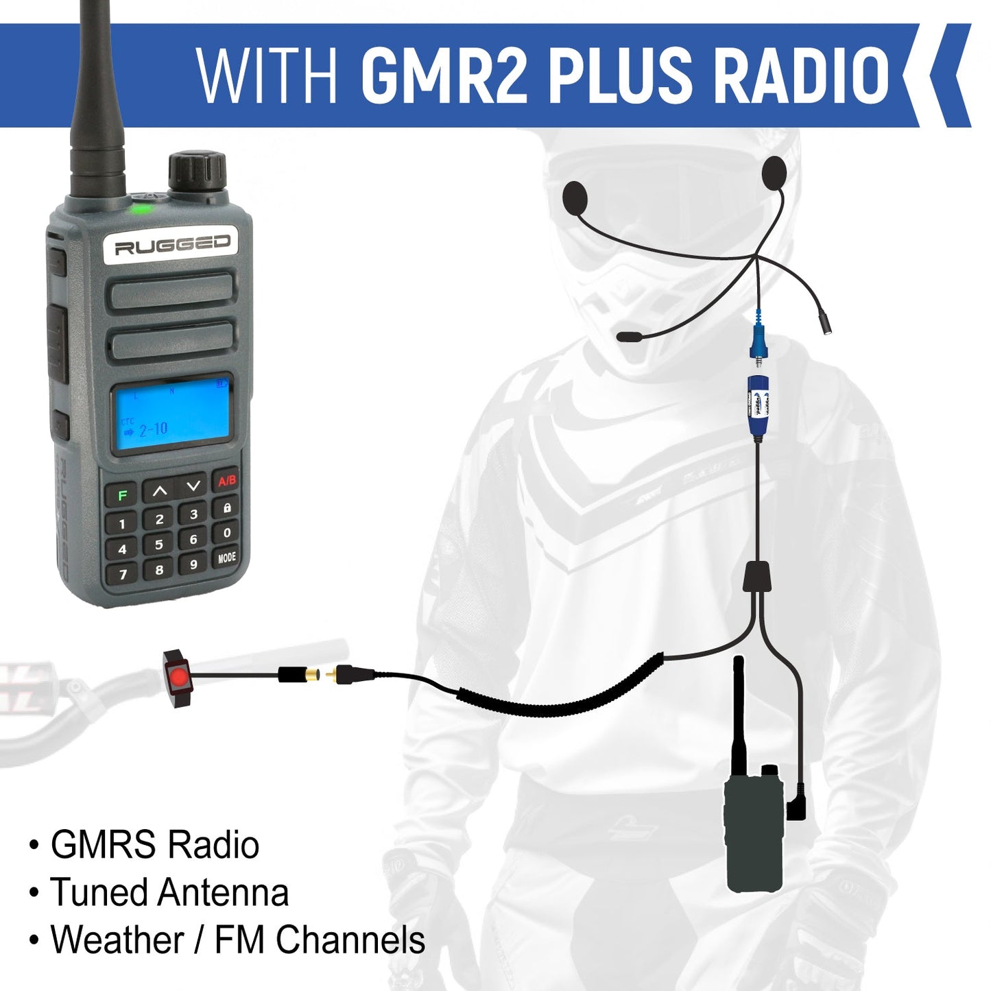 MOTO MAX Complete Motorcycle Communication Kit with Heavy-Duty OFFROAD Cables - R1
