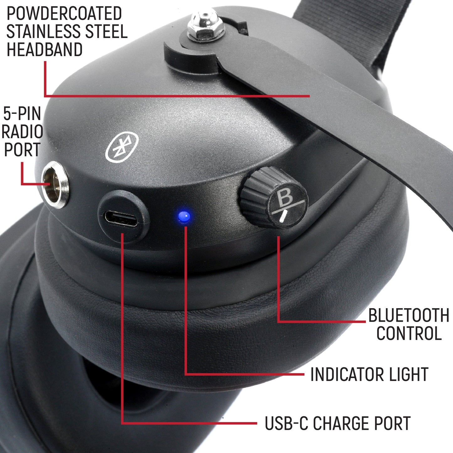 Bluetooth Headset for Cell Phones - 2-Way Radio Compatible (OTH and BTH) - Over The Head