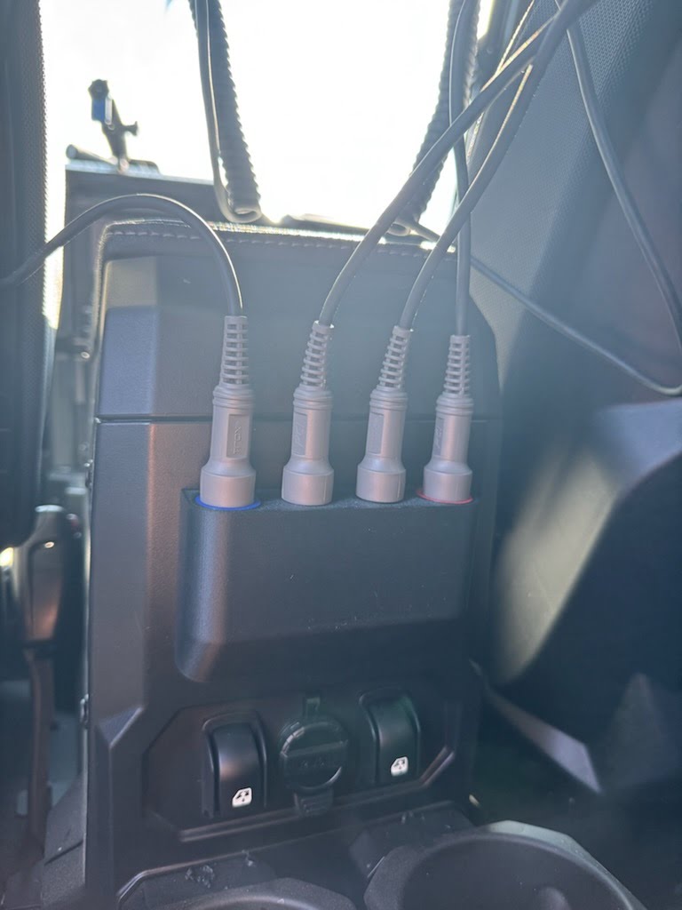 PCI Race Radios vertical flush mount for intercom cables close up