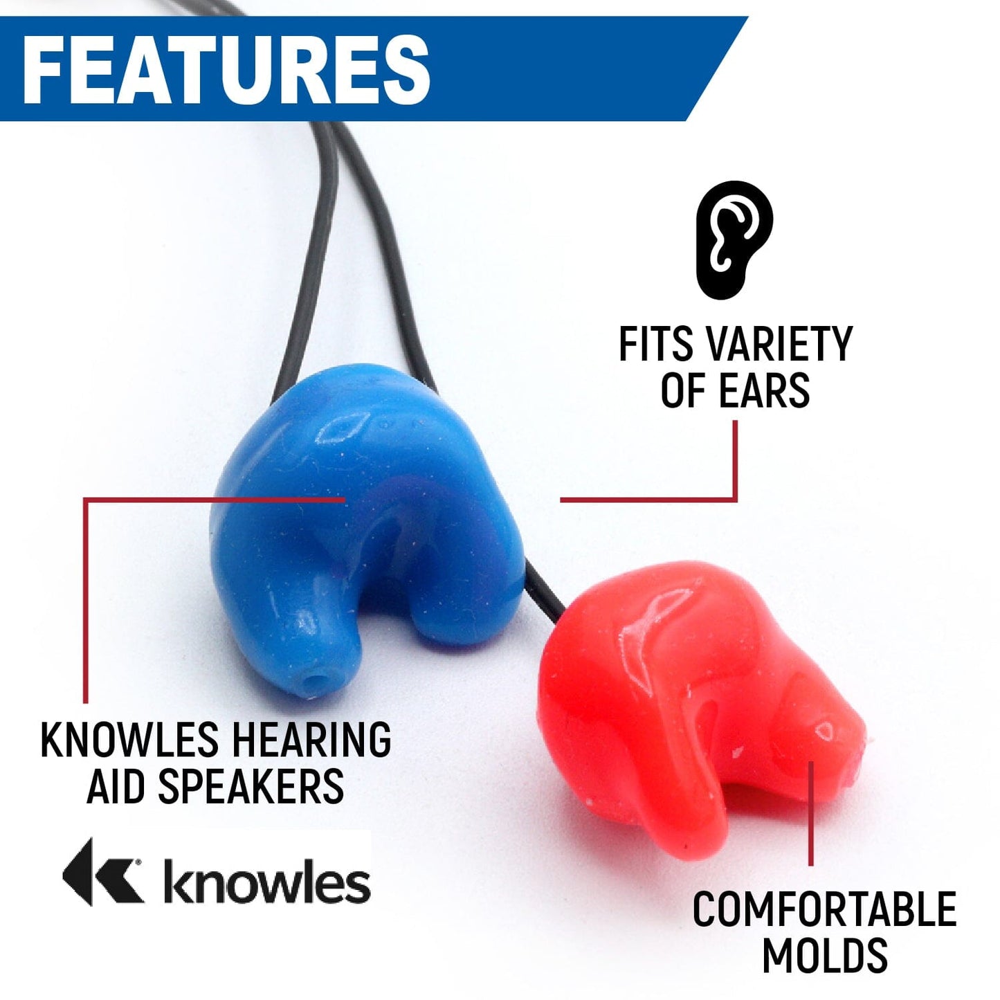 Challenger Semi-Custom Molded Ear Bud Speakers with 1/8 Plug - Stereo
